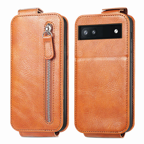 Funda de Cuero Flip para Google Pixel 6a 5G Marron