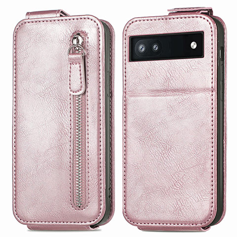 Funda de Cuero Flip para Google Pixel 6a 5G Oro Rosa