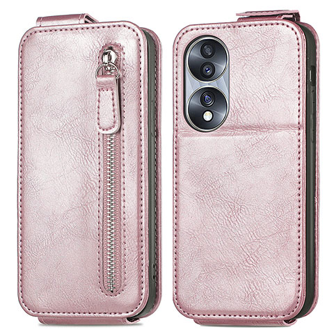 Funda de Cuero Flip para Huawei Honor 70 5G Oro Rosa