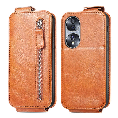 Funda de Cuero Flip para Huawei Honor X7b Marron