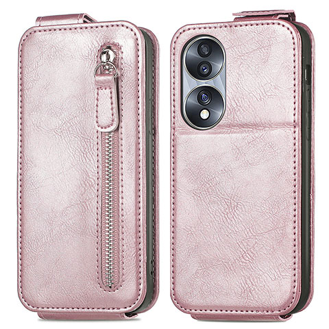 Funda de Cuero Flip para Huawei Honor X7b Oro Rosa