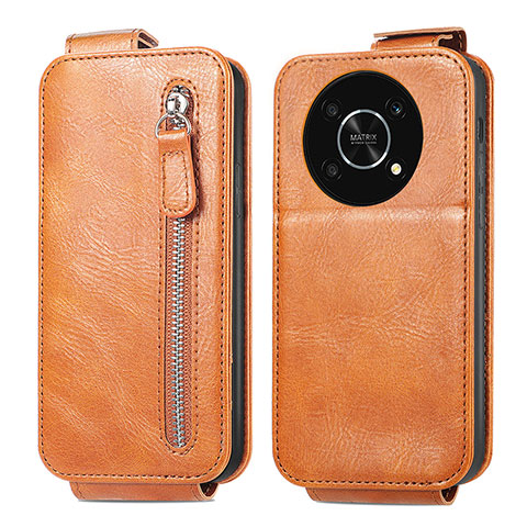 Funda de Cuero Flip para Huawei Honor X9 5G Marron