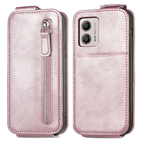 Funda de Cuero Flip para Motorola Moto G53 5G Oro Rosa