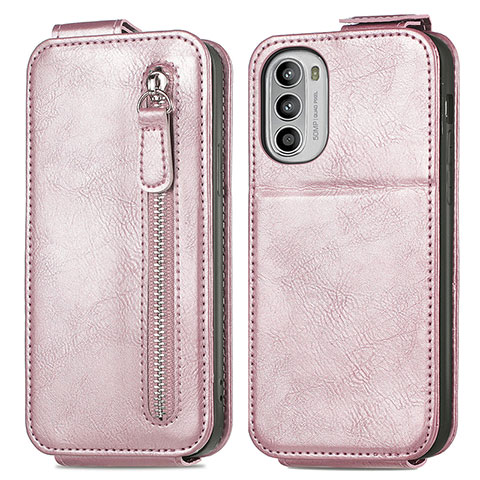 Funda de Cuero Flip para Motorola Moto G82 5G Oro Rosa