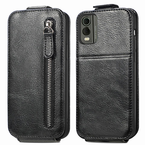 Funda de Cuero Flip para Nokia C210 Negro