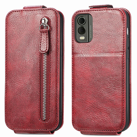 Funda de Cuero Flip para Nokia C210 Rojo