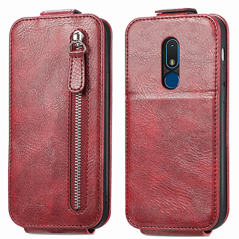 Funda de Cuero Flip para Nokia C3 Rojo