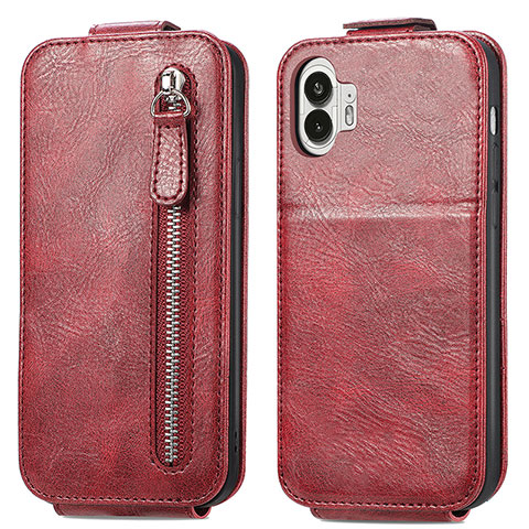 Funda de Cuero Flip para Nothing Phone 2 Rojo