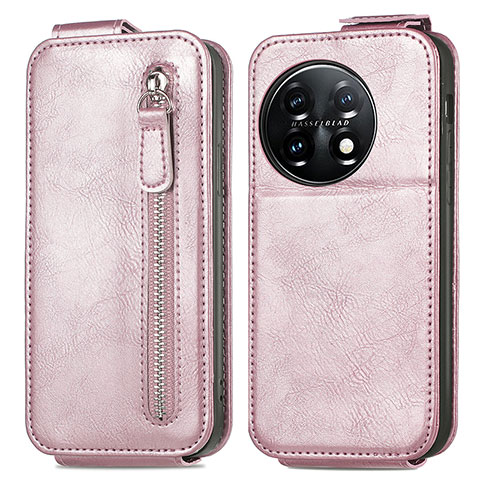 Funda de Cuero Flip para OnePlus 11 5G Oro Rosa