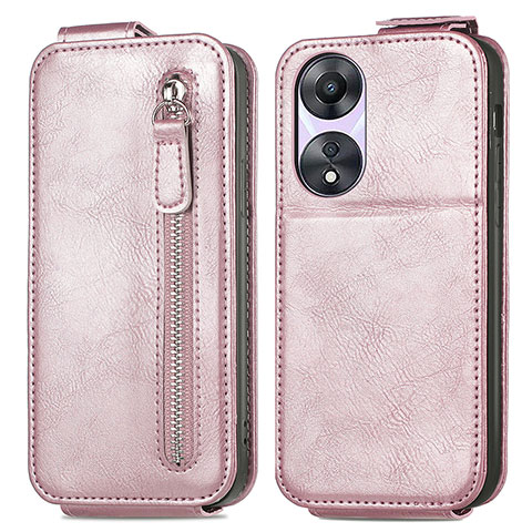 Funda de Cuero Flip para Oppo A58 5G Oro Rosa