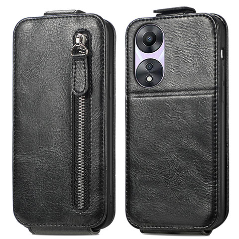 Funda de Cuero Flip para Oppo A78 5G Negro