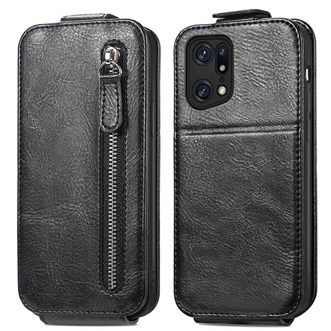 Funda de Cuero Flip para Oppo Find X5 Pro 5G Negro