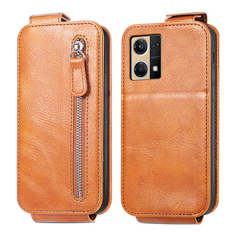 Funda de Cuero Flip para Oppo Reno8 4G Marron