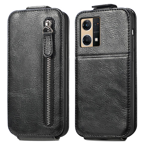 Funda de Cuero Flip para Oppo Reno8 4G Negro