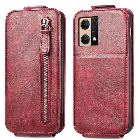 Funda de Cuero Flip para Oppo Reno8 4G Rojo