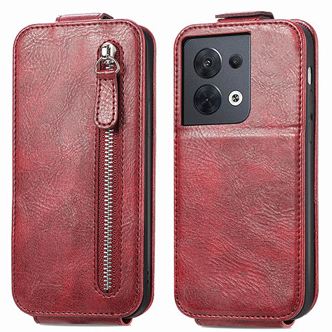 Funda de Cuero Flip para Oppo Reno9 5G Rojo