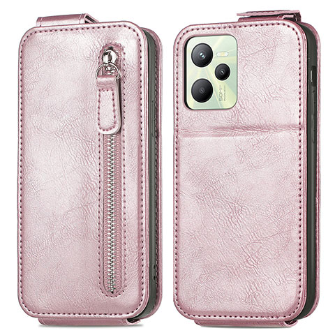 Funda de Cuero Flip para Realme Narzo 50A Prime Oro Rosa