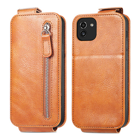 Funda de Cuero Flip para Samsung Galaxy A03 Marron