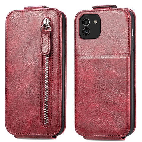 Funda de Cuero Flip para Samsung Galaxy A03 Rojo