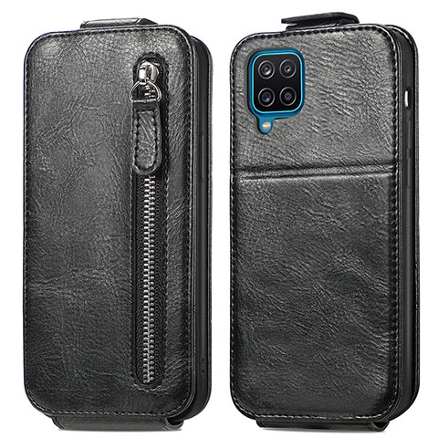 Funda de Cuero Flip para Samsung Galaxy A12 Nacho Negro