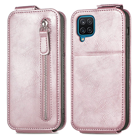 Funda de Cuero Flip para Samsung Galaxy A12 Nacho Oro Rosa