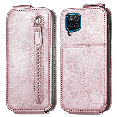 Funda de Cuero Flip para Samsung Galaxy A12 Oro Rosa