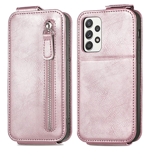 Funda de Cuero Flip para Samsung Galaxy A52 4G Oro Rosa