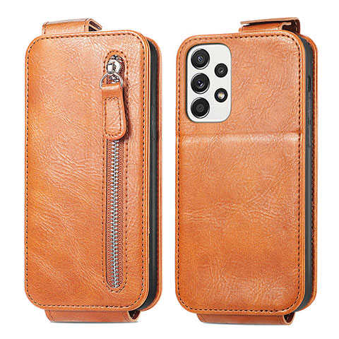 Funda de Cuero Flip para Samsung Galaxy A73 5G Marron