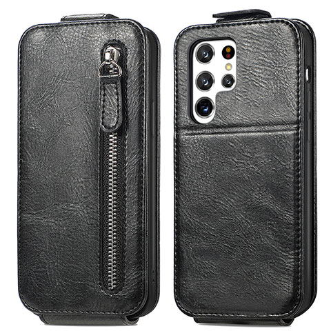 Funda de Cuero Flip para Samsung Galaxy S22 Ultra 5G Negro