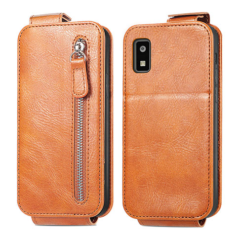 Funda de Cuero Flip para Sharp Aquos wish3 Marron