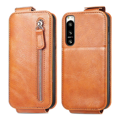 Funda de Cuero Flip para Sony Xperia 5 IV Marron