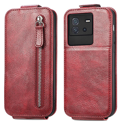 Funda de Cuero Flip para Vivo iQOO Neo6 5G Rojo