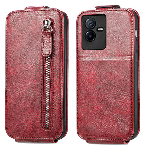 Funda de Cuero Flip para Vivo iQOO Z6x Rojo