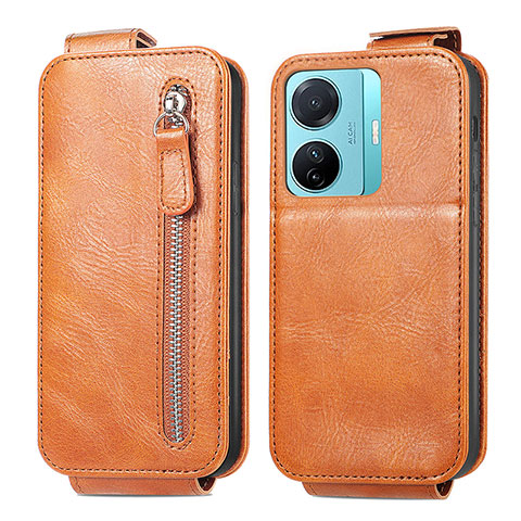 Funda de Cuero Flip para Vivo T1 5G Marron