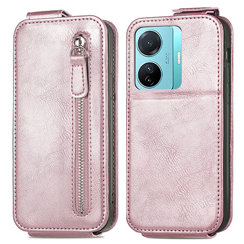 Funda de Cuero Flip para Vivo T1 5G Oro Rosa