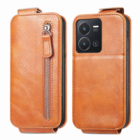 Funda de Cuero Flip para Vivo Y35 4G Marron