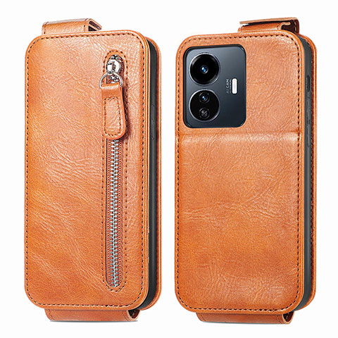 Funda de Cuero Flip para Vivo Y77e 5G Marron