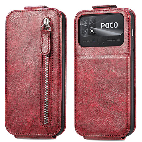 Funda de Cuero Flip para Xiaomi Poco C40 Rojo