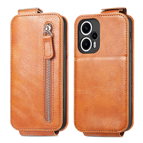 Funda de Cuero Flip para Xiaomi Poco F5 5G Marron