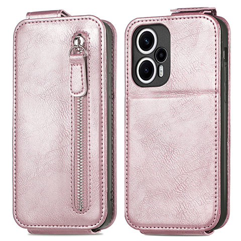 Funda de Cuero Flip para Xiaomi Poco F5 5G Oro Rosa