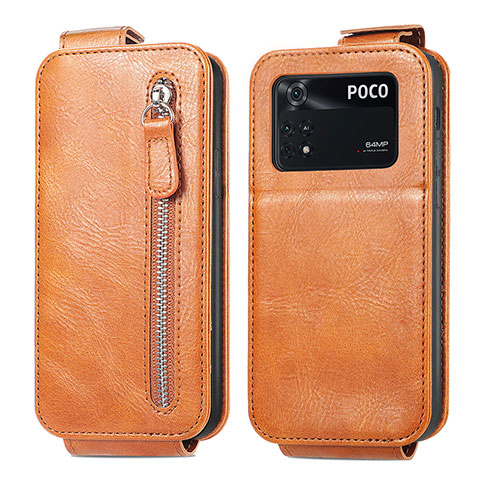 Funda de Cuero Flip para Xiaomi Poco M4 Pro 4G Marron