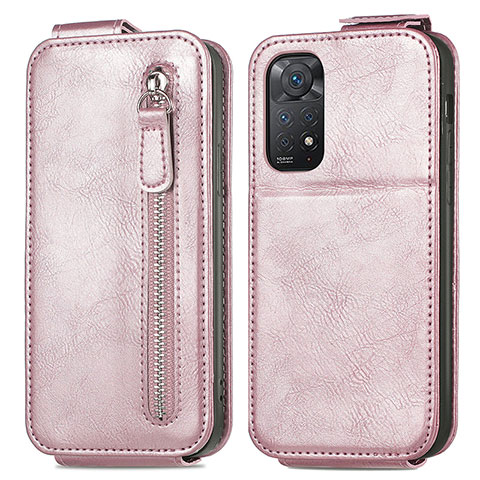 Funda de Cuero Flip para Xiaomi Redmi Note 11 Pro 4G Oro Rosa