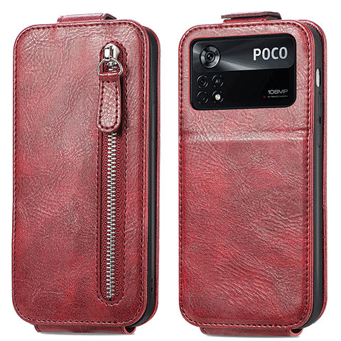 Funda de Cuero Flip para Xiaomi Redmi Note 11E Pro 5G Rojo