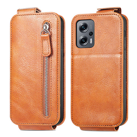 Funda de Cuero Flip para Xiaomi Redmi Note 12T Pro 5G Marron