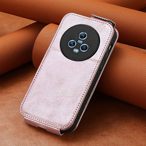 Funda de Cuero Flip S01D para Huawei Honor Magic5 5G Oro Rosa