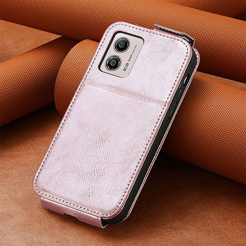 Funda de Cuero Flip S01D para Motorola Moto G53 5G Oro Rosa