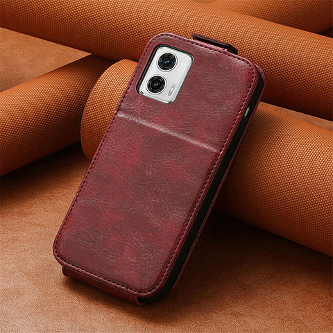 Funda de Cuero Flip S01D para Motorola Moto G73 5G Rojo