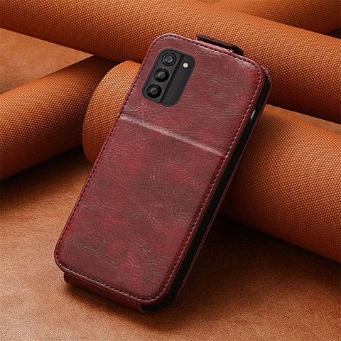 Funda de Cuero Flip S01D para Nokia G100 Rojo