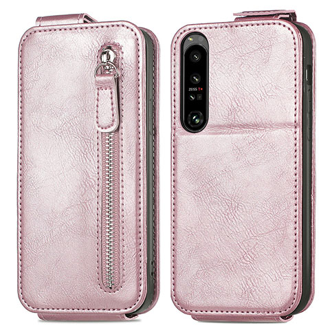 Funda de Cuero Flip S01D para Sony Xperia 1 IV Oro Rosa