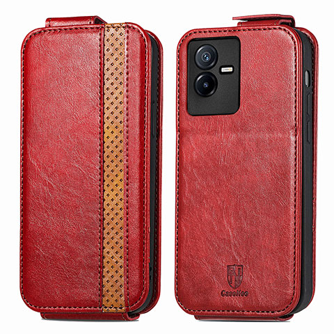 Funda de Cuero Flip S01D para Vivo T2x 5G Rojo